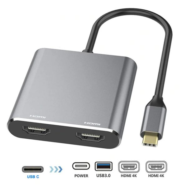 Emart 4in1 Type-C Docking Station to HDMI*2 4K USB3.0 PD Charging Dual Screen Extend Display USB C Hub Converter For Macbook Lpatop