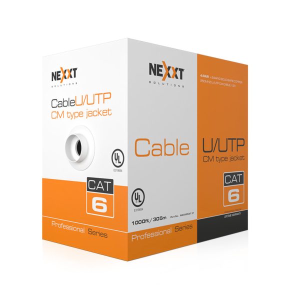 Nexxt Cable U/UTP 4 Pairs CAT6 24AWG CM Jacket 1000Ft